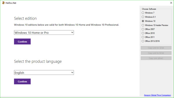 Windows 10 ISO Direct Download Tool